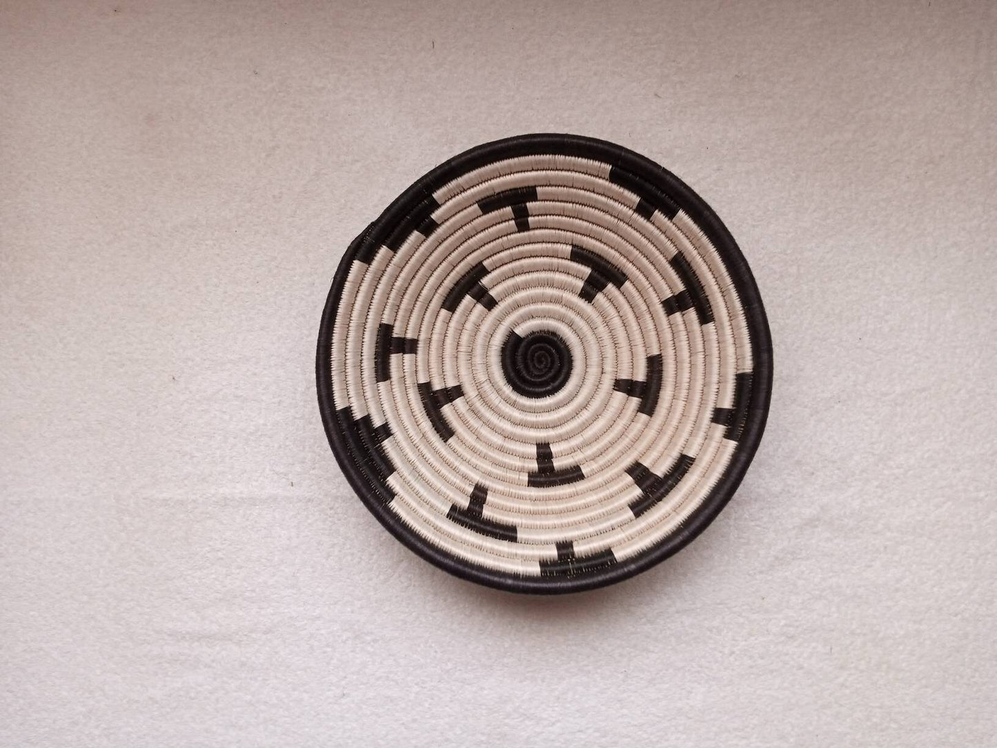 12" Large African wall basket, Home Decor basket, Wicker wall art, African wall hanging, African woven basket, Rwanda Baskets. Blue white