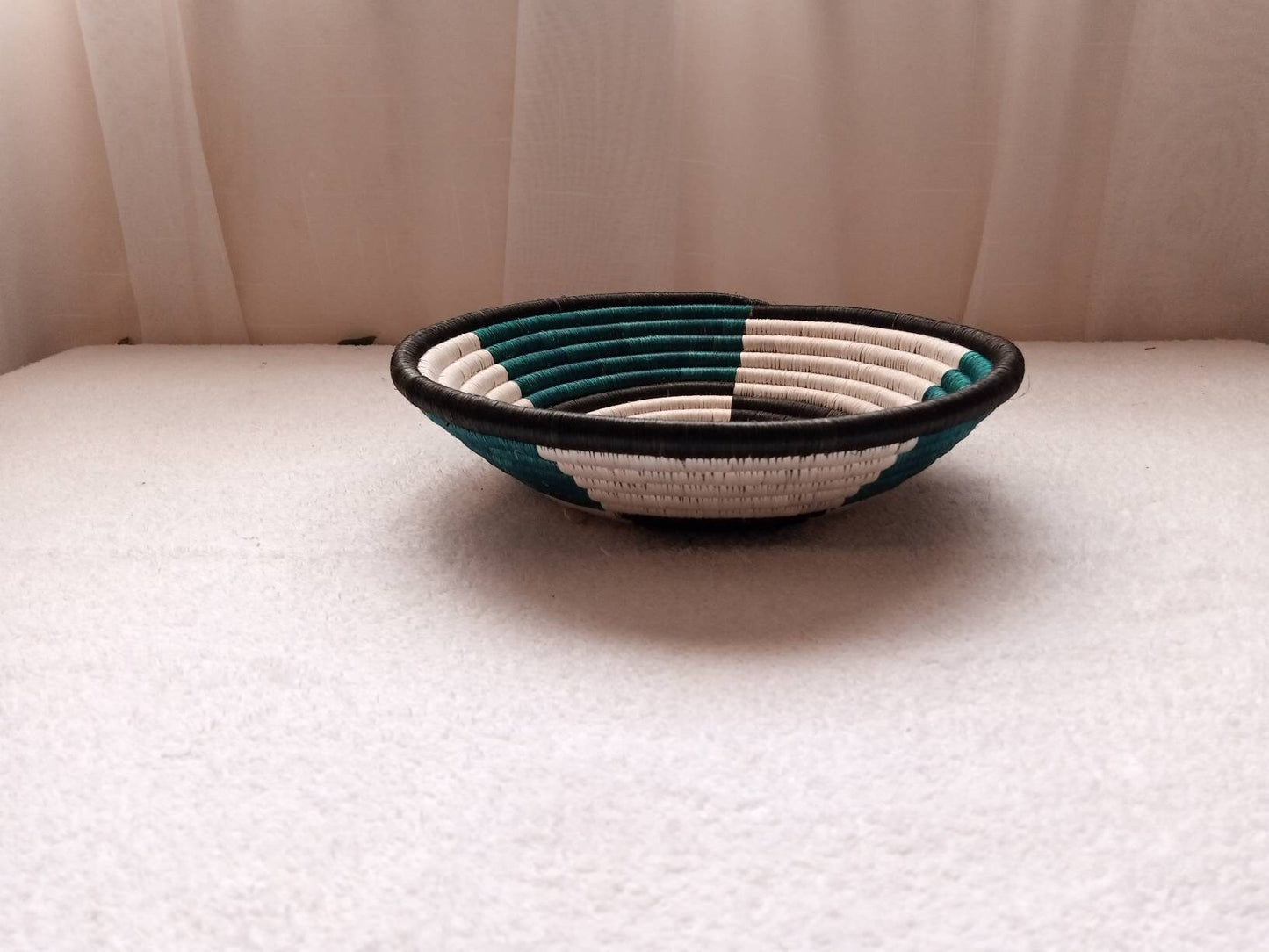 12" Large African wall basket, Home Decor basket, Wicker wall art, African wall hanging, African woven basket, Rwanda Baskets. Blue white