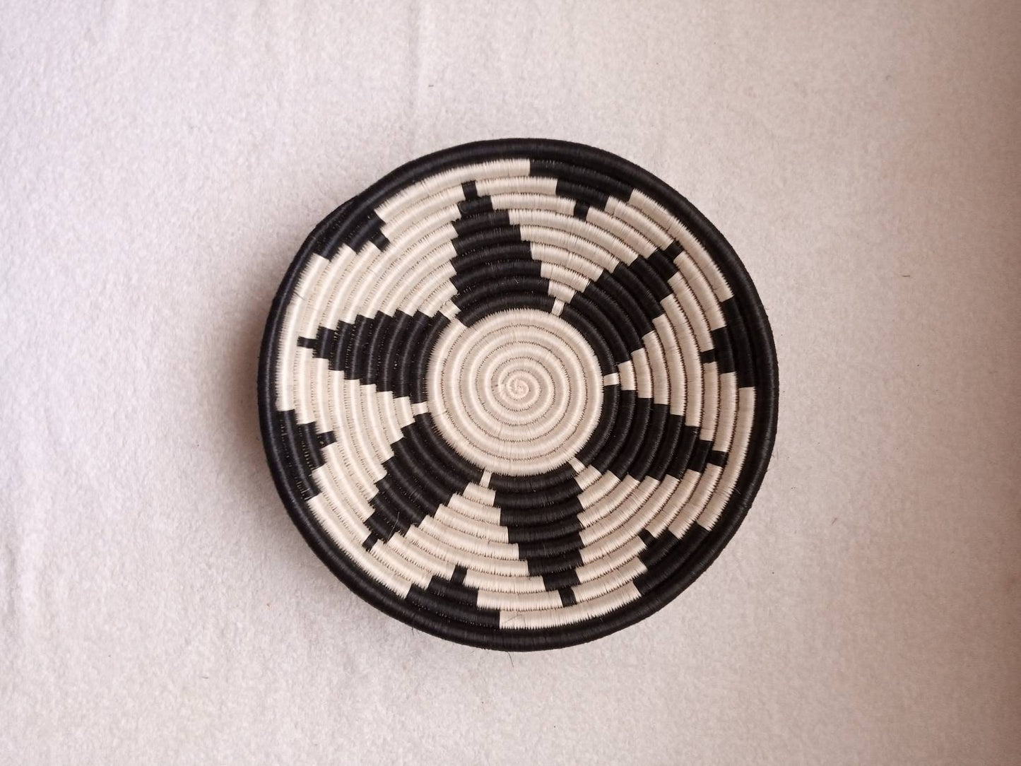 12" Large African wall basket, Home Decor basket, Wicker wall art, African wall hanging, African woven basket, Rwanda Baskets. Blue white