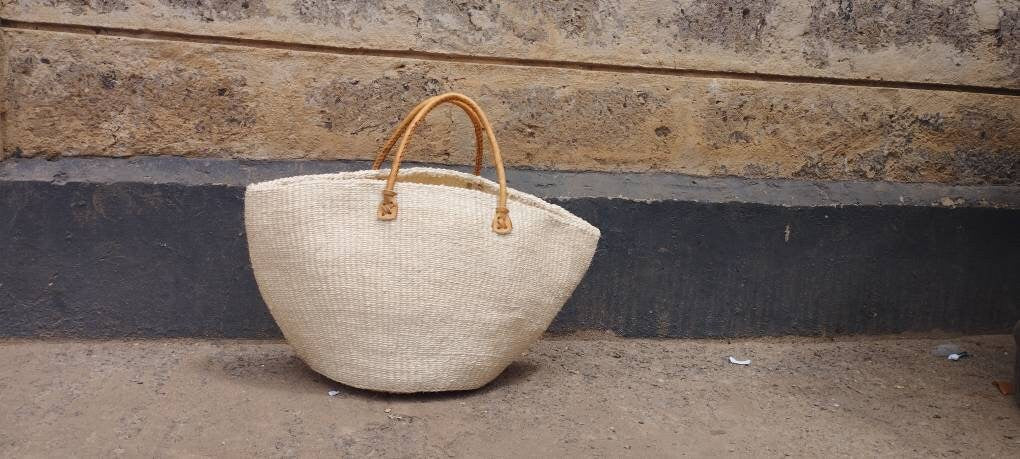 Large white Picnic bag, beach tote, Shopping bag, african shopper bag, Market bag, Woven bag, Sisal bag, African bag,Kenyan bag,Handmade bag