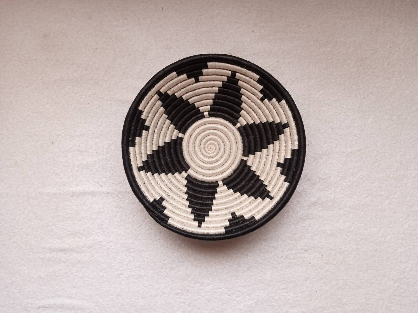 12" Large African wall basket, Home Decor basket, Wicker wall art, African wall hanging, African woven basket, Rwanda Baskets. Blue white