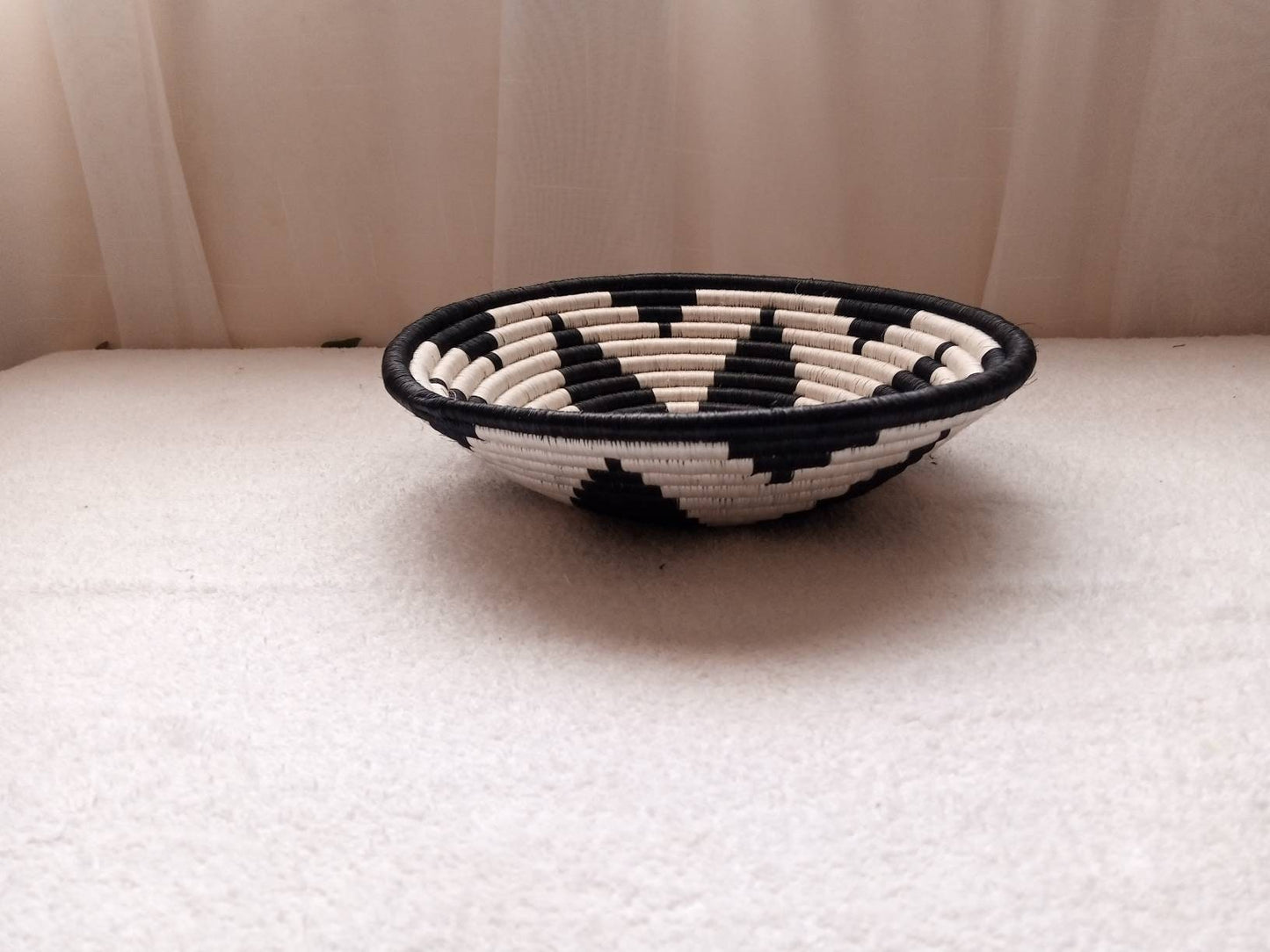 12" Large African wall basket, Home Decor basket, Wicker wall art, African wall hanging, African woven basket, Rwanda Baskets. Blue white