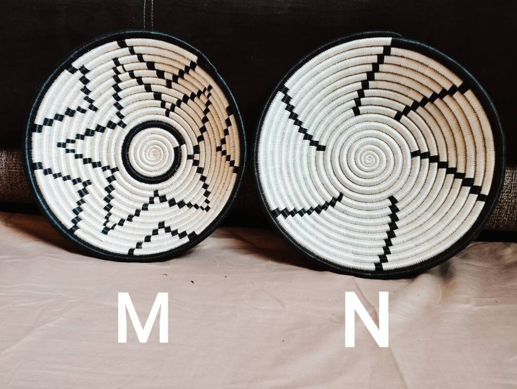 Authentic Rwandan Wall Baskets - Set of 15 for African Home Decor