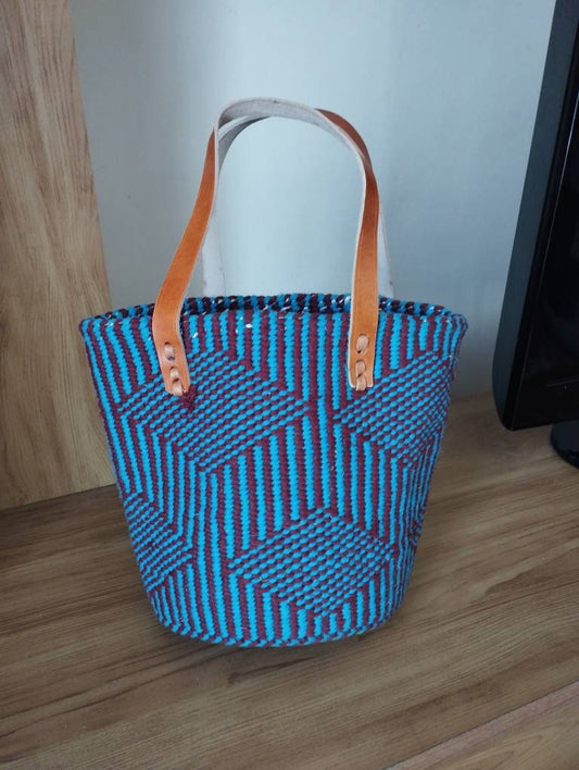 Recycled wool kiondo bag, wool sisal tote, Woven handbag, Sisal bag, African handbag, Kenyan handbag, Handbag, Handmade bag, Maasai bag