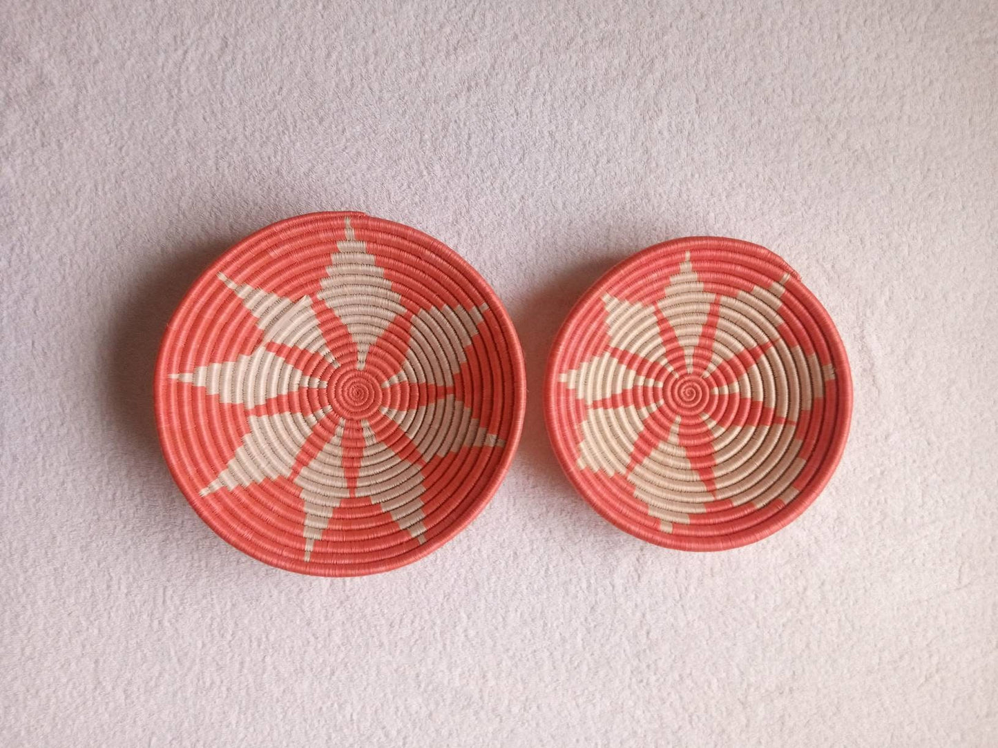 2 set 10" & 8" African wall basket, Home Decor basket, Wicker wall art, African wall hanging, African woven basket, Rwanda Baskets, Boho art