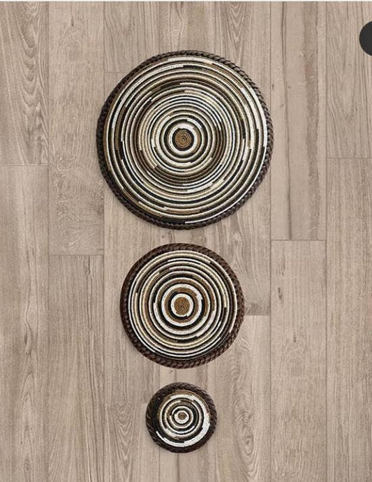Set of 3 beaded African Wall Decor mats/ Wall Hanging decor/ Handmade home decor/ African Wall Decor/ Wall mat Set/ Wall Basket / table mats