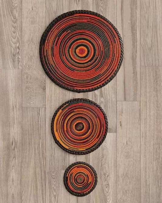 Set of 3 beaded African Wall Decor mats/ Wall Hanging decor/ Handmade home decor / African Wall Decor/ Wall mat Set/ Wall Basket /table mats