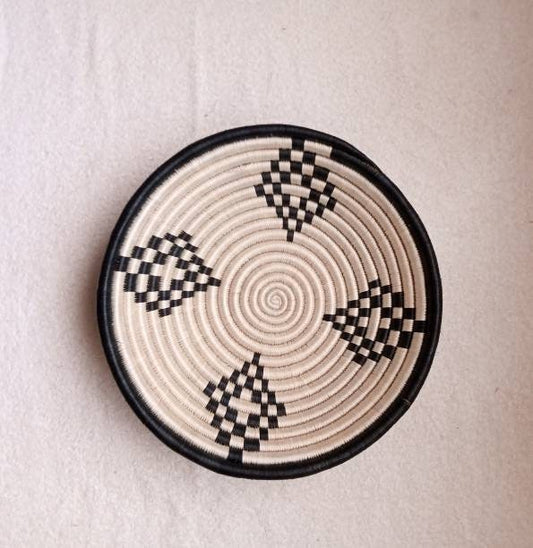 12" Large African wall basket, Home Decor basket, Wicker wall art, African wall hanging, African woven basket, Rwanda Baskets. Blue white