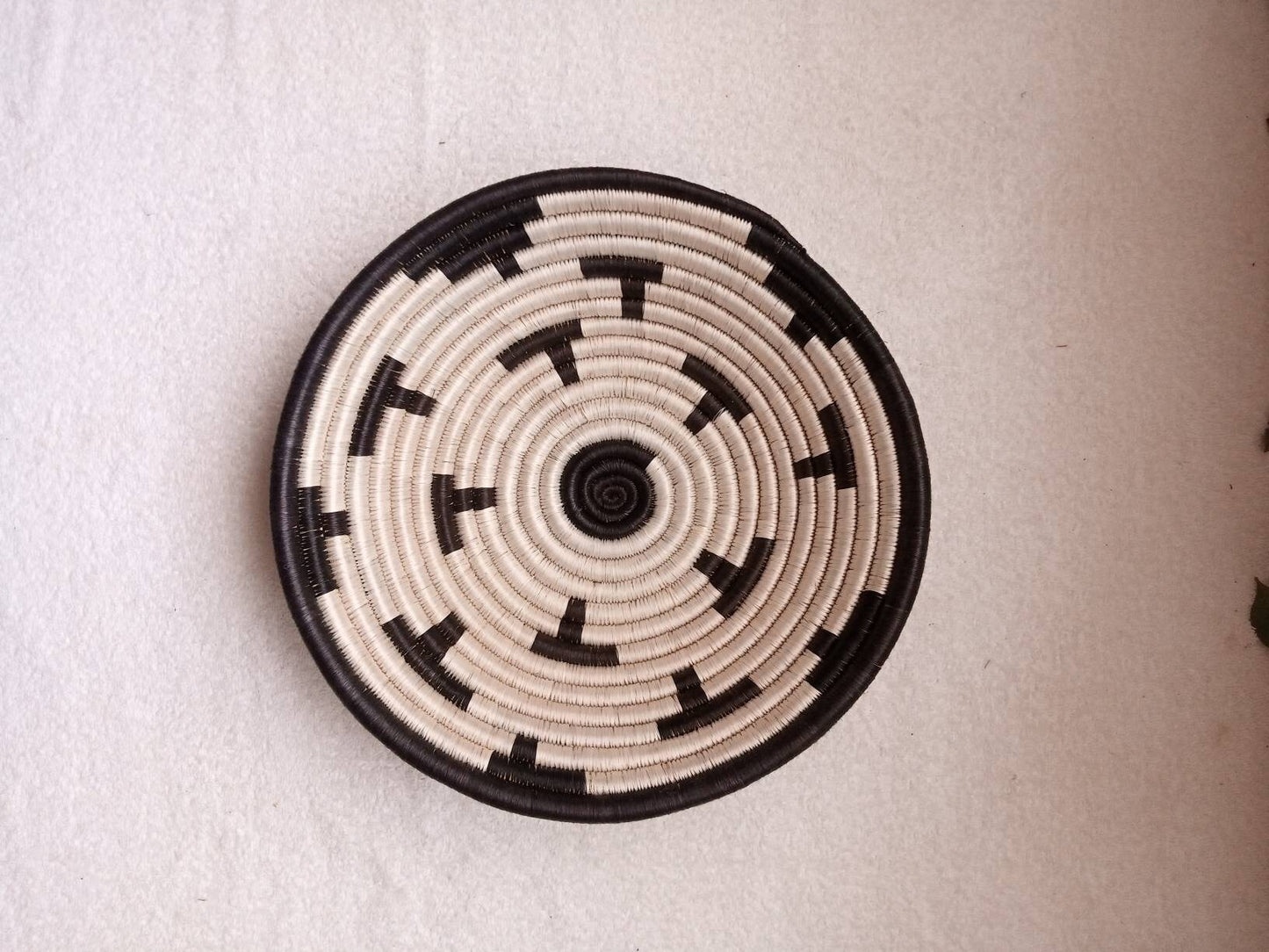 12" Large African wall basket, Home Decor basket, Wicker wall art, African wall hanging, African woven basket, Rwanda Baskets. Blue white