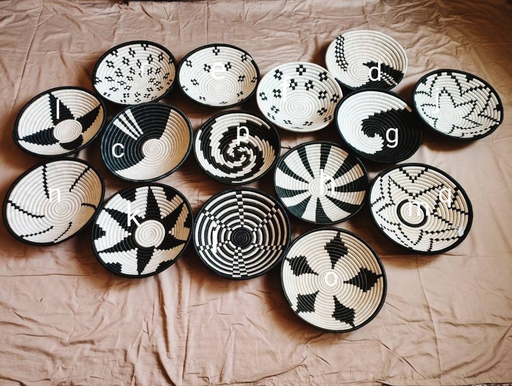 Handwoven Rwandese Basket Collection - 15 Pieces for Home Styling