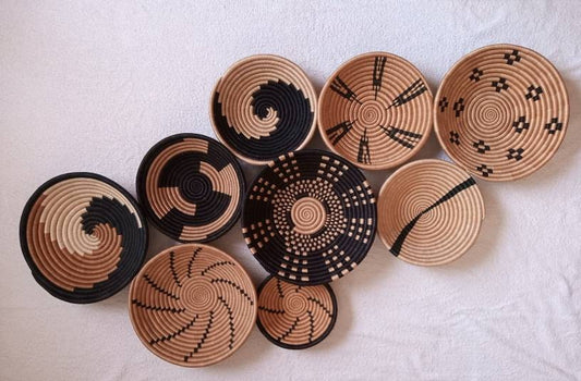 Set of 9 Wall baskets. Rwandese wall baskets / African wall decor / African mats / Wall Decor mats / Kenyan baskets/ African wall basket set