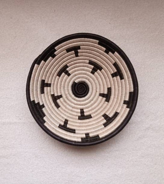 12" Large African wall basket, Home Decor basket, Wicker wall art, African wall hanging, African woven basket, Rwanda Baskets. Blue white