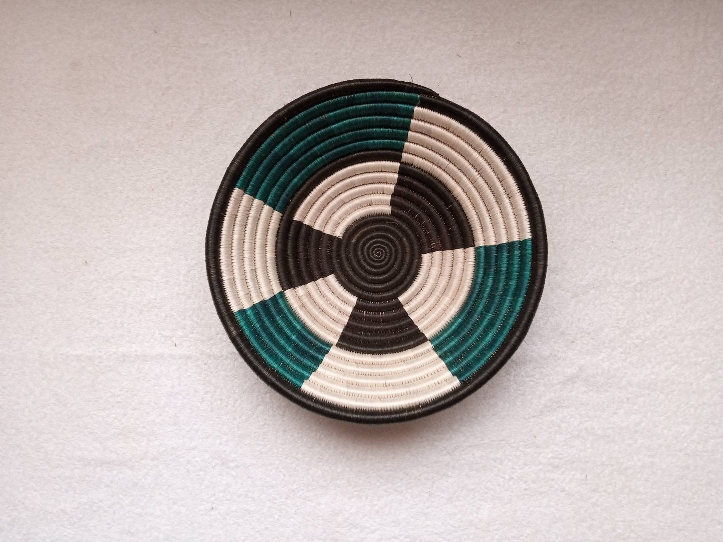 12" Large African wall basket, Home Decor basket, Wicker wall art, African wall hanging, African woven basket, Rwanda Baskets. Blue white
