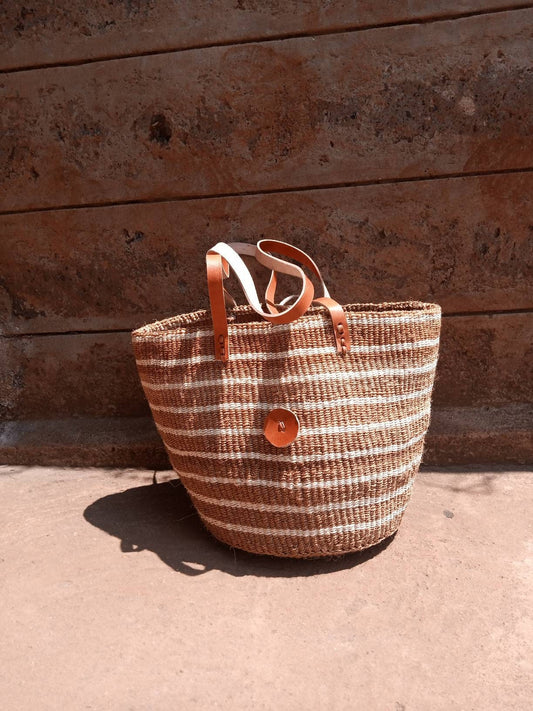 Large 12" Beige white sisal tote bag, African basket, Woven handbag, White sisal tote bag, African handbag, Kenyan bag, Handbag, Market bag