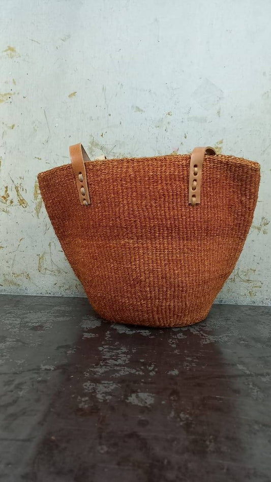 Beach bag, burnt orange kiondo bag, Handwoven Market Basket, African home decor basket, summer basket bags, woven shopper bag, boho bag