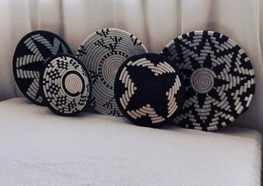 Set of 5 Wall baskets. Rwandese wall baskets / African wall decor / African mats / Wall Decor mats / Kenyan baskets/ African wall basket set